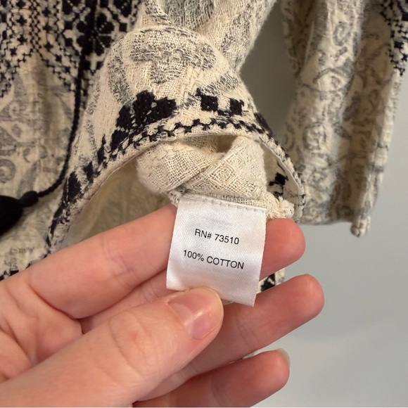 Women’s Ivy Jane Cream and Black Boho Blouse size small - Picture 5 of 6